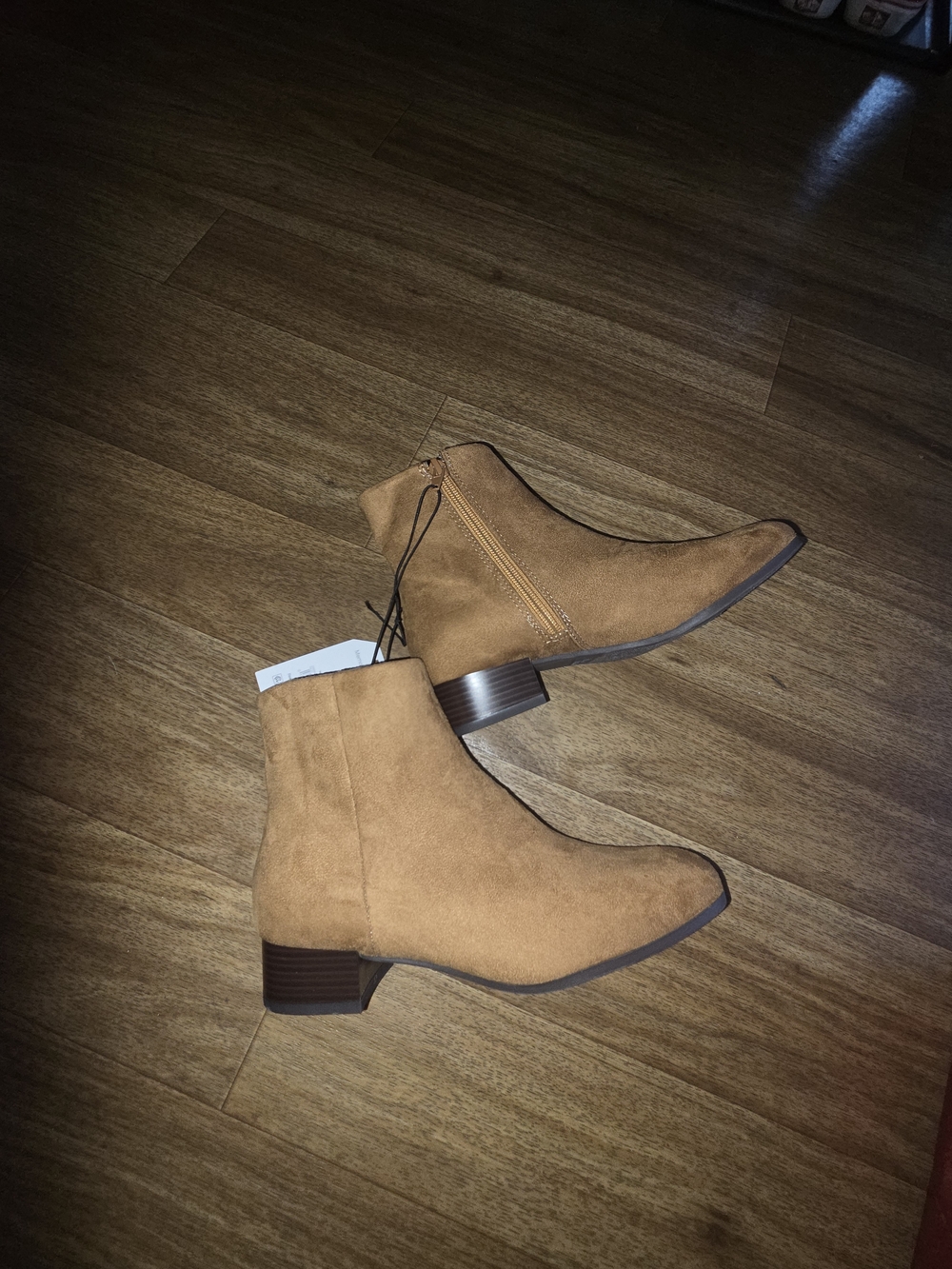 Time and Tru Tan Suede Ankle Heeled Boots